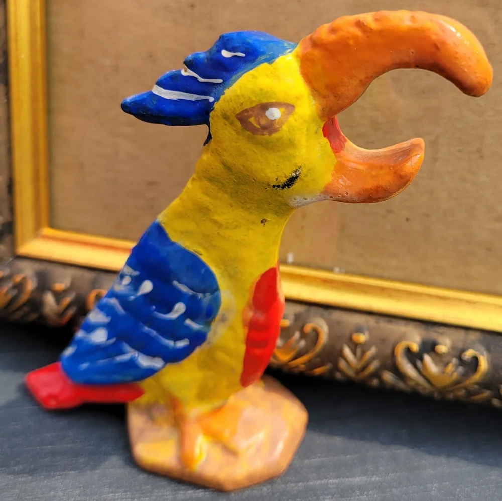 Vintage Cast Iron Parrot Bottle Opener ~ Tiki ~ Tropical ~ Bar Cart ~ Retro